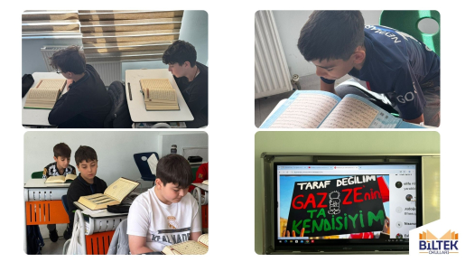 ÖZEL ANKARA BİLTEK ORTAOKULU'NDA FİLİSTİN İÇİN KURAN TİLAVETİ VE DUALAR